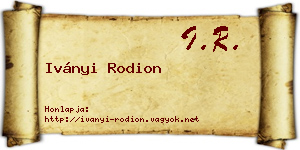 Iványi Rodion névjegykártya